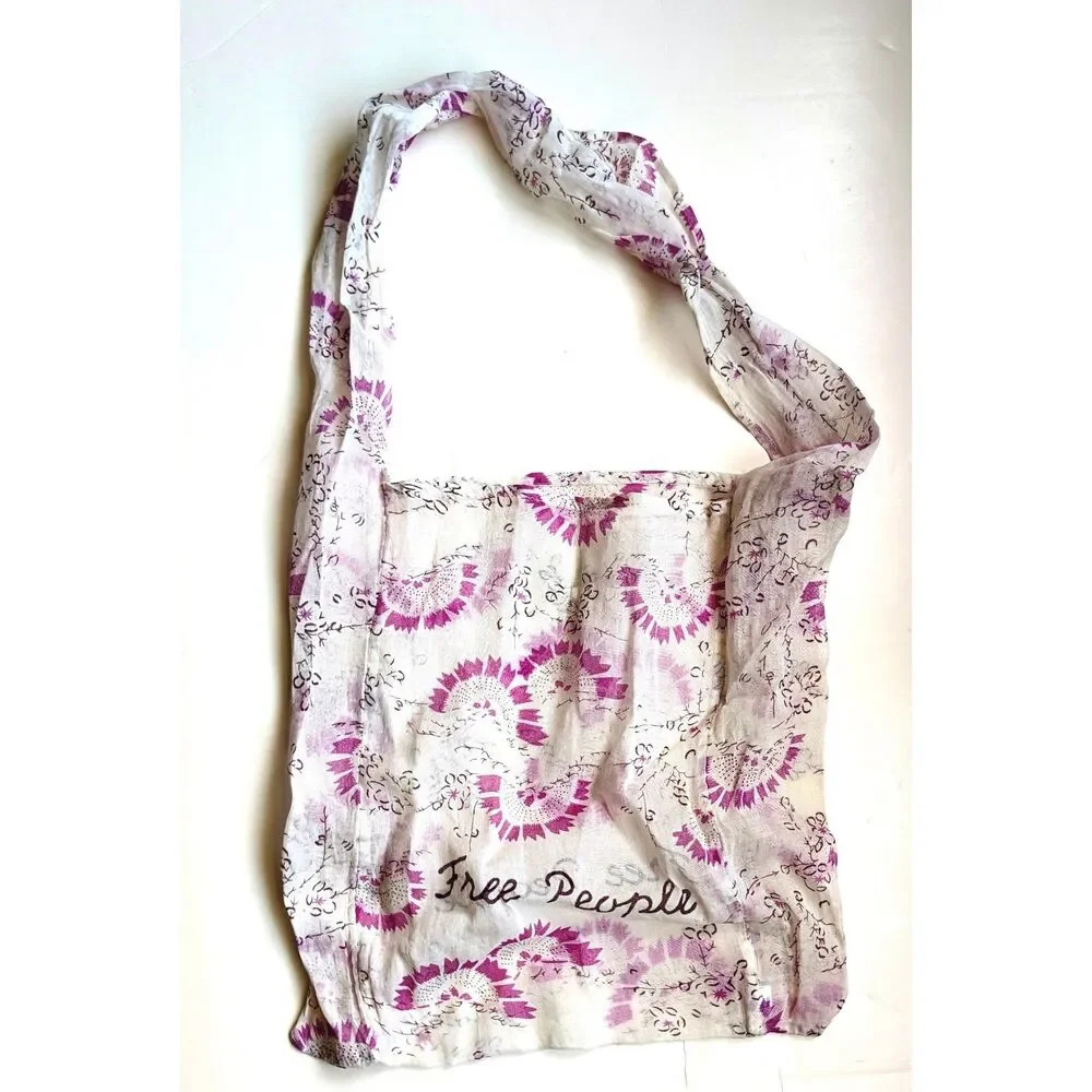 Free People Beige Strappy Camisole Crop Top with Red Roses L Bonus Bag